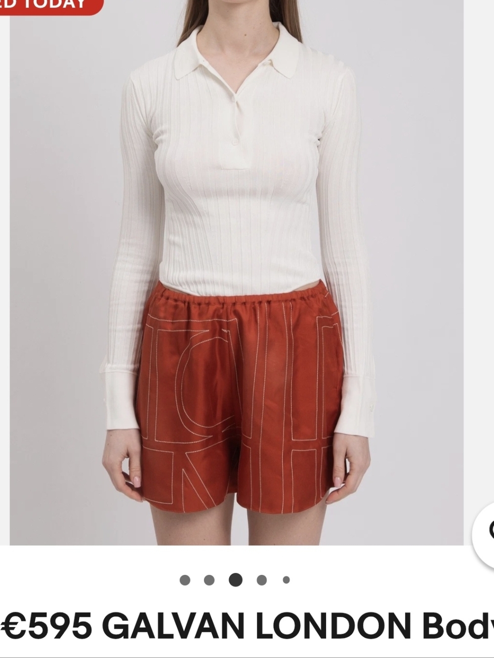 GALVAN LONDON Cream Ribbed Long-Sleeve Polo Bodysuit